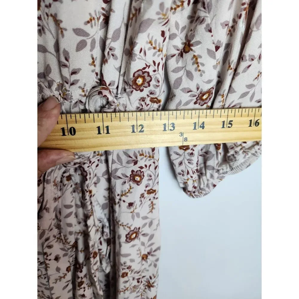 Naif Floral faux wrap Ruffled dress sz L cottagecore boho floral Prairie - Picture 9 of 10